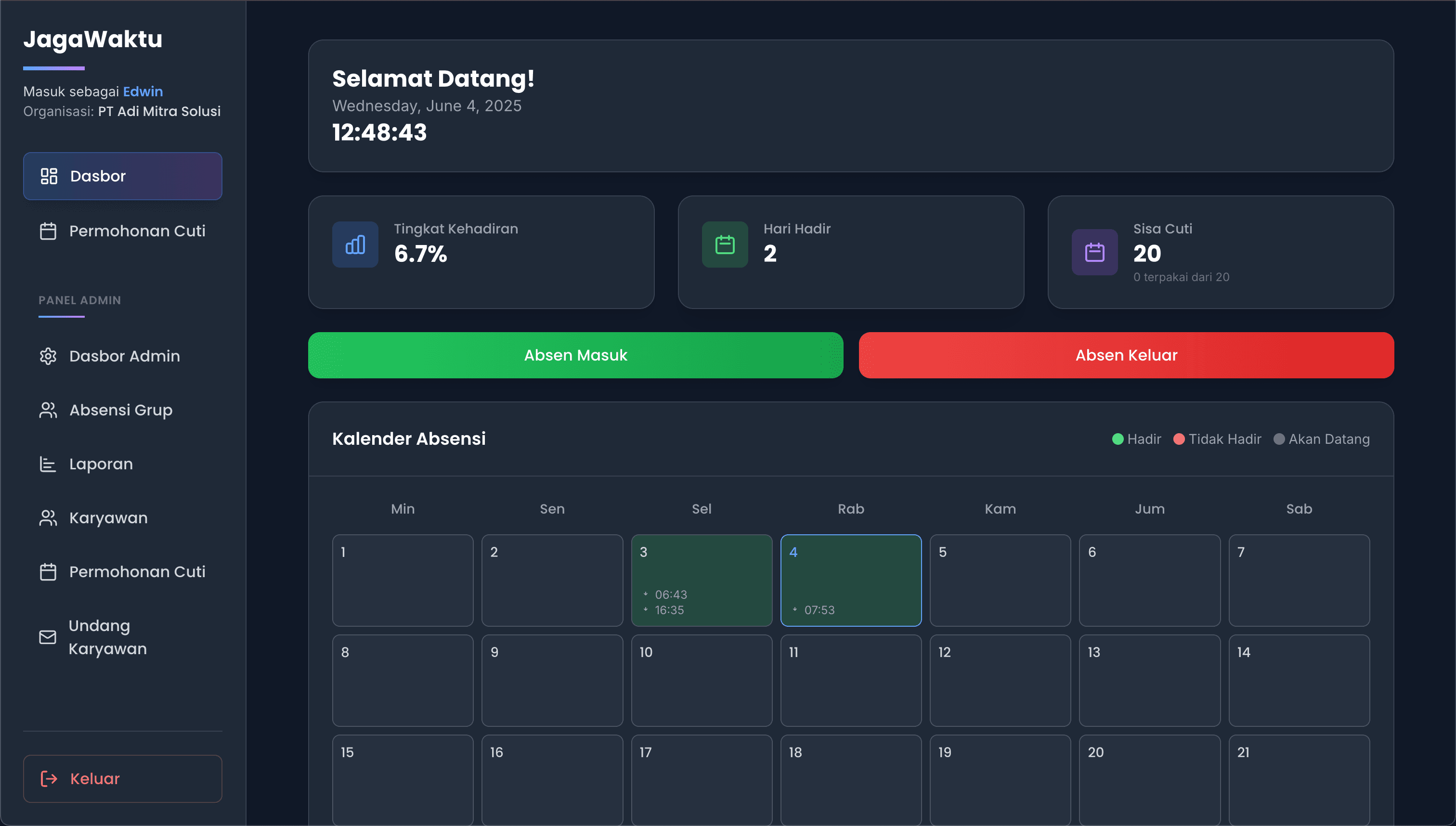 Jagawaktu Attendance Management System